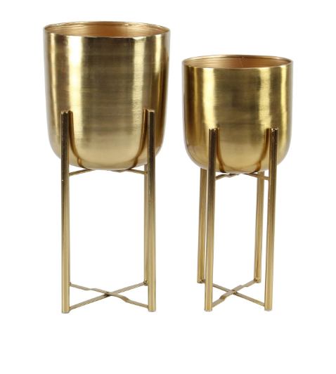 Gold Metal Glam Planter set