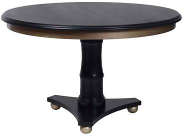 Dann Foley Lifestyle Black Round Wooden Dining Table with Gold Accent