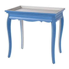 DANN FOLEY LIFESTYLE Blue and White Two-tone End Table